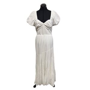Free People Short Sleeve Sundrenched Maxi Dress in Whisper White L MSRP $148